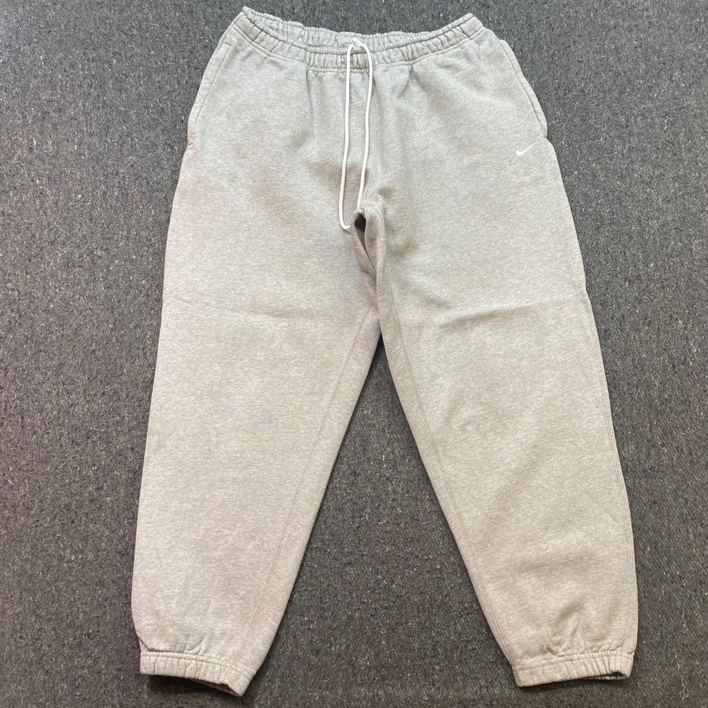 Nike Sweatpants Sz L Mens Gray Skater Embroidered Swoosh Fleece Joggers